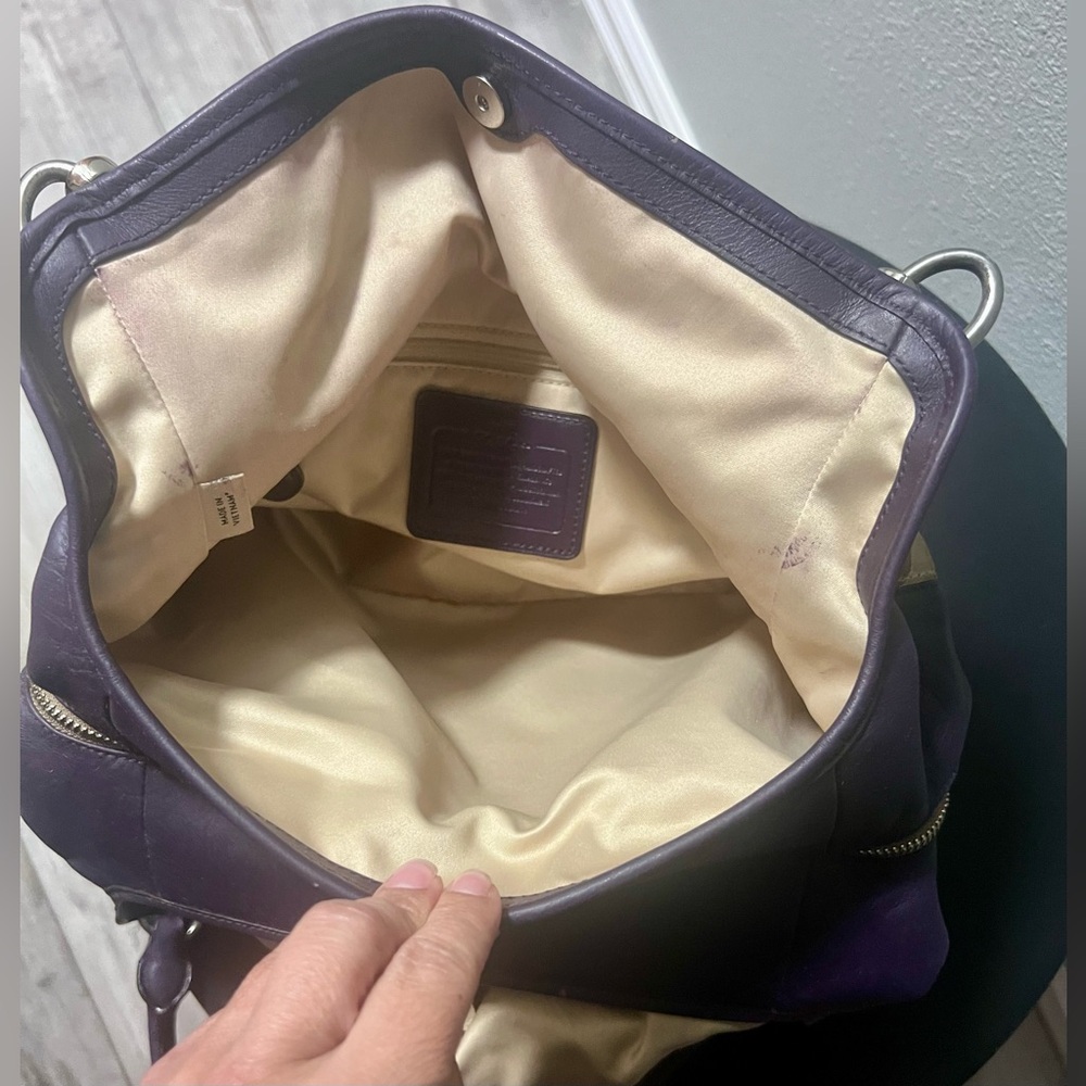 Genuine Coach Signature Madison Phoebe Gold and Purple Hobo Bag Purse Leather - Picture 8 of 14
